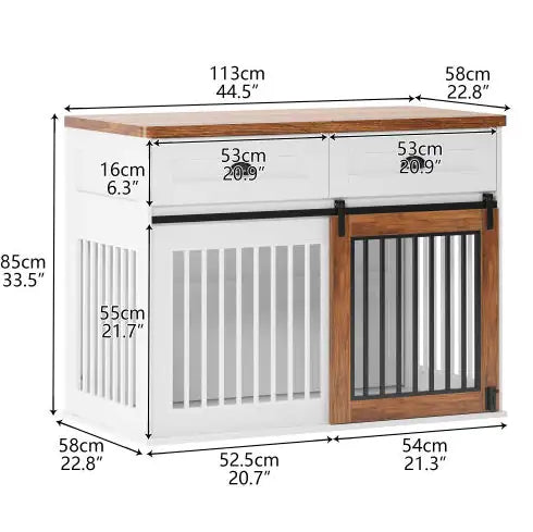 ClassicPaws White & Walnut Wooden Dog Crate