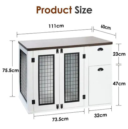 ElegantPaws White Wooden Dog Crate