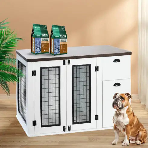 ElegantPaws White Wooden Dog Crate