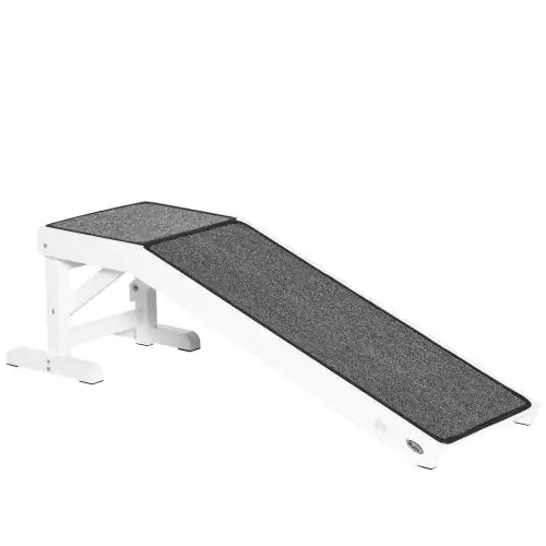 White Pet Ramp with Non-Slip Carpet and Top Platform