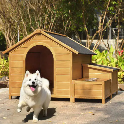 Large Wooden Cabin-Style Dog House