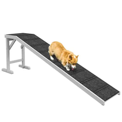 Premium Pine Wood Pet Ramp with Non-Slip Carpet and Top Platform