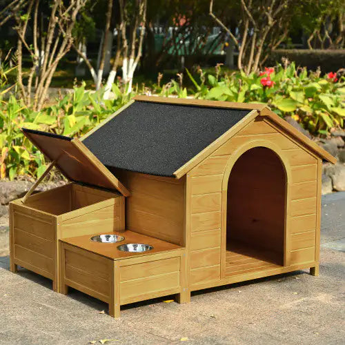 Large Wooden Cabin-Style Dog House