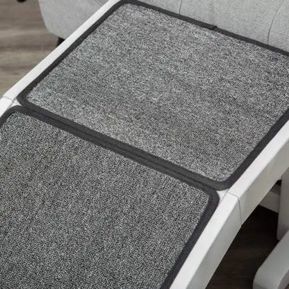 White Pet Ramp with Non-Slip Carpet and Top Platform