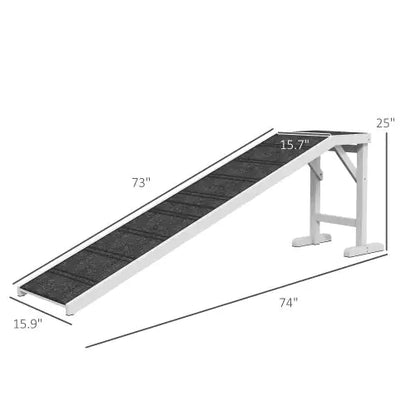 Premium Pine Wood Pet Ramp with Non-Slip Carpet and Top Platform