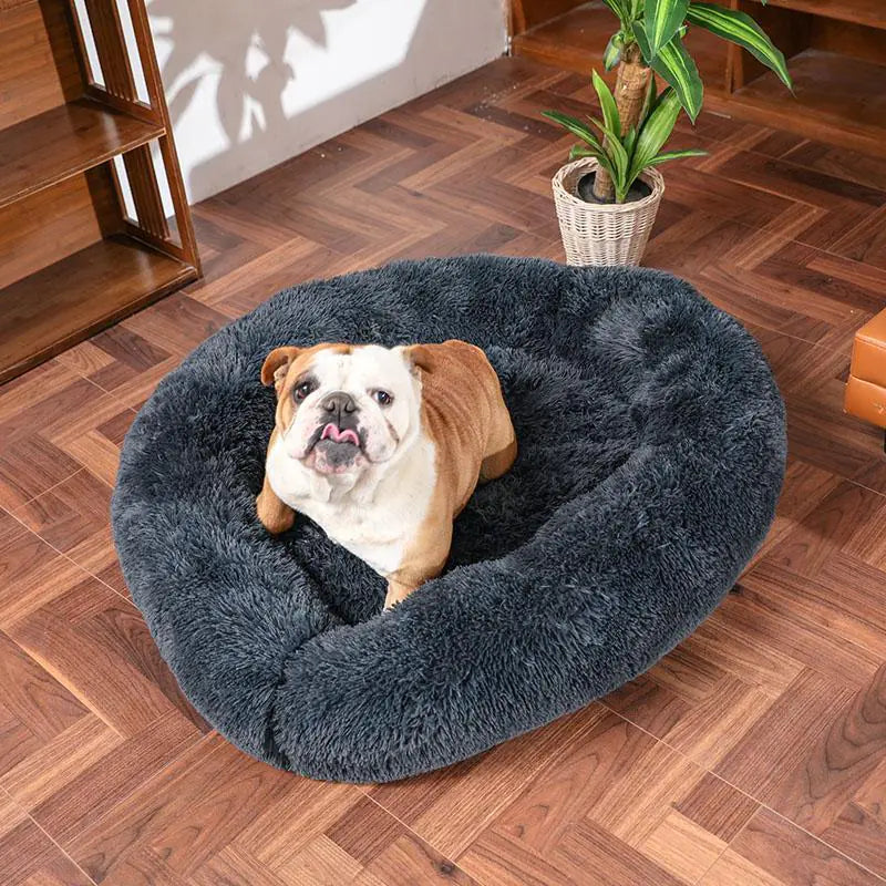 SerenityPaws Calming Plush Round Bed