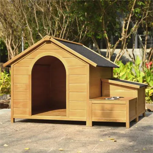 Large Wooden Cabin-Style Dog House