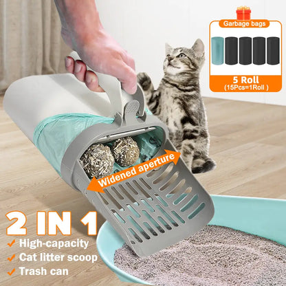 LitterMaster 2-in-1 Cat Litter Scooper & Trash Can