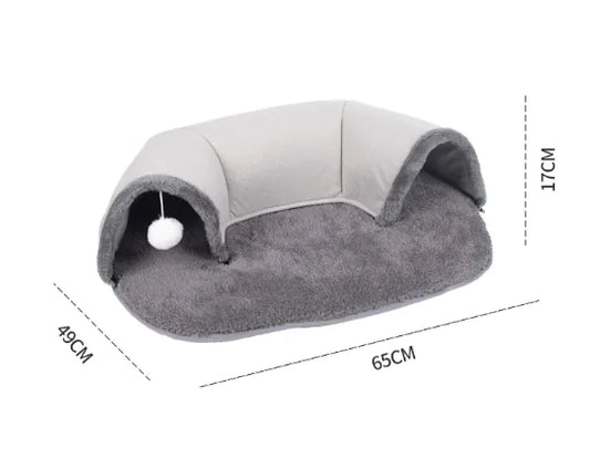 PurrPlay Double-Exit Plush Cat Tunnel