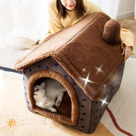 CozyHaven Winter Cat Bed House