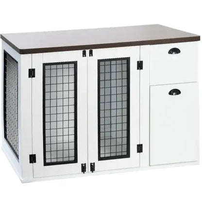 ElegantPaws White Wooden Dog Crate